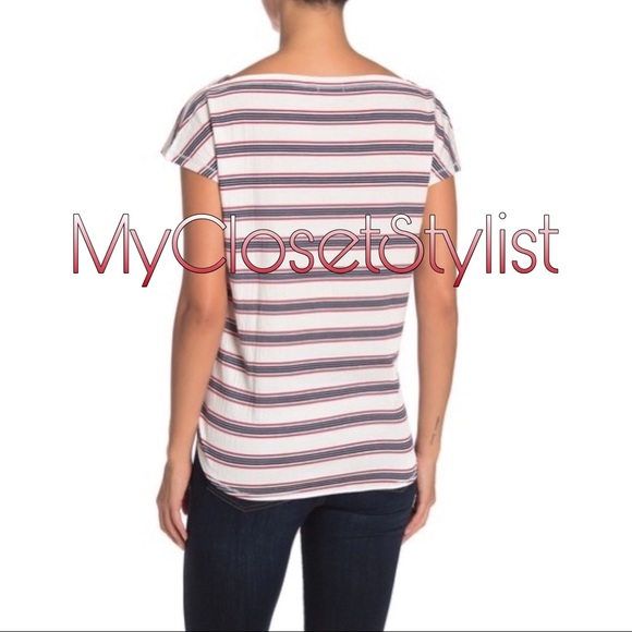 MAX STUDIO USA Stripe Tie Top S NWT Red White blue - Picture 3 of 5